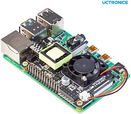Uctronics poe капа за Raspberry Pi со вентилатор за ладење, IEEE 802.3AF-во согласност, 5V 2.5A напојување преку таблата со етернет