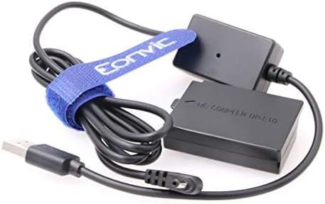 Eonvic LP-E10 Dummy Battery со 5V USB кабел за напојување DC спојник LP-E10 Заменски комплет за батерија за замена за канон 1500D 2000D 3000D