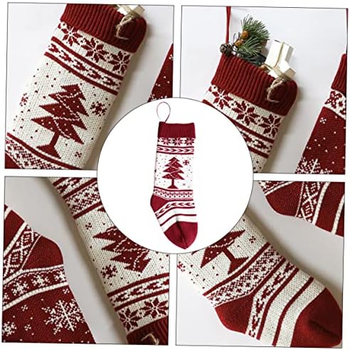 Галпада 1 парчиња висечки чорапи модели додатоци деца Божиќ бонбони подароци насликани приврзоци за порибување бела плетена торбичка Божиќна класична празничка ц