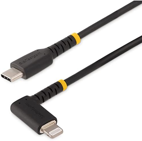 StarTech.com 3ft Издржлив USB-C До Молња Кабел-Правоаголен Тежок USB Тип-C до Молња Полнење/Синхронизација Кабел - Apple MFi Сертифициран-Солиден