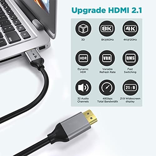 Zyzmh 8K HDMI кабел HDMI 2.1 Wireица хромирани лаптопи 120Hz HDMI Splitter Digital кабел за дигитален кабел 4K