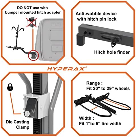Hyperax Special Combo -2023 Волт RV со адаптер за е -велосипеди - Платформа за велосипеди за RV, Camper, MotorHome - за 2 Hitch се вклопува до