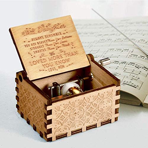 Вие сте мојот подарок за музичка кутија за сонце за ќерка од мама гроздобер дрвени врежани инспиративни цитати рачно чудак за роденденска музичка кутија
