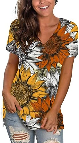 Врвот за женска летна есен облека трендовски краток ракав против вратот памук графички обичен мета 1е 1е 1е