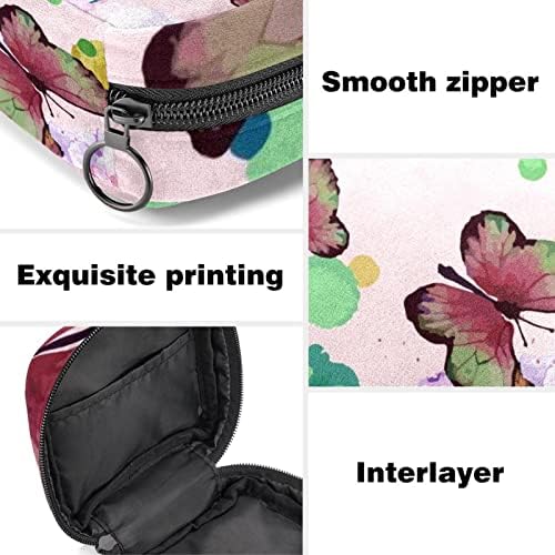 Оријукан санитарна торба за складирање на салфетка, торба за преносни периоди за жени Менструална чаша торбичка, пролетни цвеќиња розова цвет