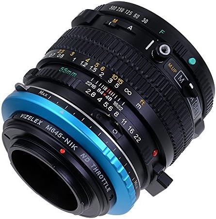 Адаптер за леќи за леќи Vizelex nd од Fotodiox Pro - Mamiya 645 леќи до Nikon F -Mount Mount Cameras - со вграден променлив nd филтер