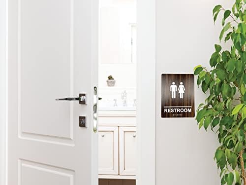 Знак за тоалети со Брајово - АДА во согласност - Лепички ленти за лесна инсталација - знаци за бања за ресторани, канцеларии и деловни активности