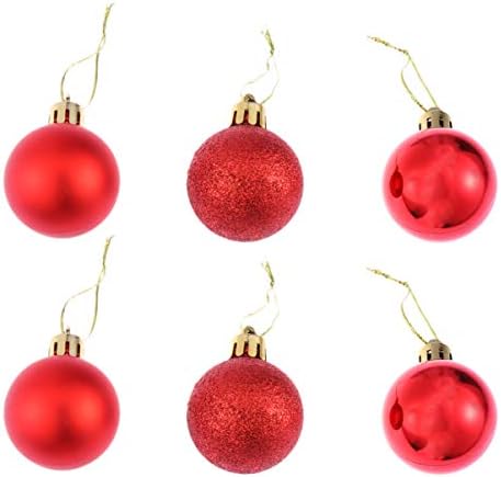 КИСАНГЕЛ КОРИСНИ ДЕКЕРТ 24 ПЦС Божиќни украси Мали висечки топки позлатени за украси за новогодишни елки (црвена боја