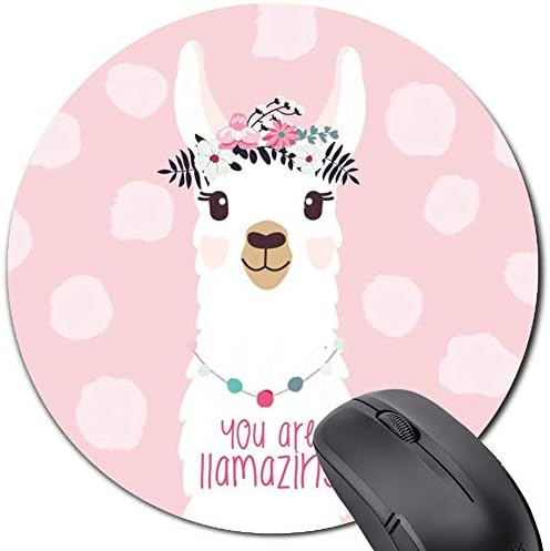 Тркалезна лама за игри со глувчето МАТ обичај со розова шема на алпака за канцелариски домашен компјутер - подарок за девојчиња и деца