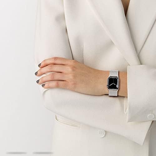 Магнетски опсези за часовници од не'рѓосувачки челик компатибилни со опсегот на Apple Watch 38/40/41/42/44/45/49mm, прилагодливи