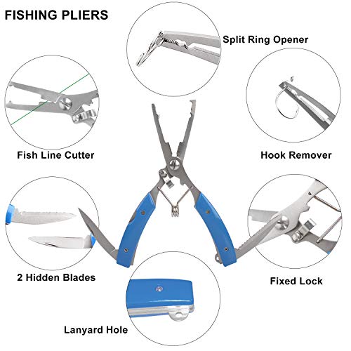Комплет за алатки за риболов Airkoul 5 парчиња, вклучува и сложувалници за риболов, алатка за отстранување на куки за риби, грабнувач на риби