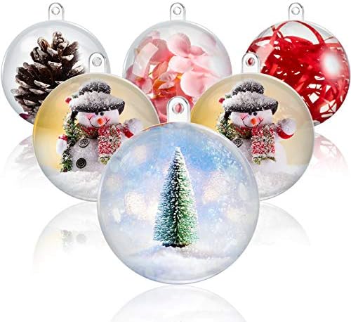 36 парчиња пластични украси топка чиста акрилна полнење транспарентен бобник Божиќен украс DIY пластичен мувла индивидуални бомби за бања