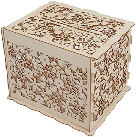 Fydun diy шуплива дрвена кутија подарок картичка пари за пари кутија свадба прием за декорација лесно склопување JM01777 мал