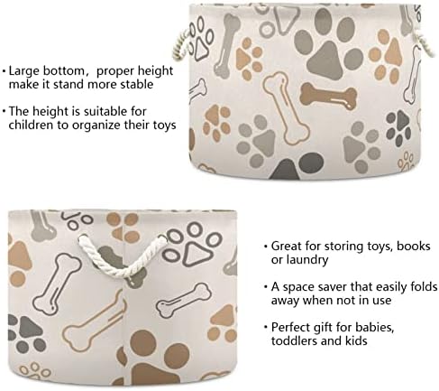 Алаза голема корпа за складирање за играчки симпатична цртана кучиња шепа коска од тркалезно ќебе корпа за бебиња за перење алишта