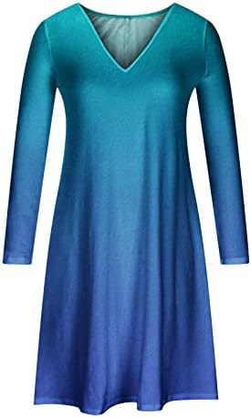 Женска Ноќта на вештерките Симпатична шема од тиква со долги ракави со маички V-вратот А-линија Обичен фустан
