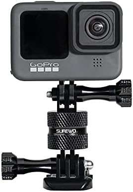 Surewo Aluminum 360 степени за ротација на камера, дво-нозе адаптер за статив компатибилен со GoPro Hero 11/10/9/8/2018/7/6 Црна, DJI акција 2,