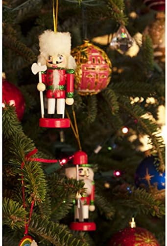 Умни креации Црвени војници 4 пакувања 4 инчи Традиционални дрвени украси од оревчести, празничен декор на новогодишна елка