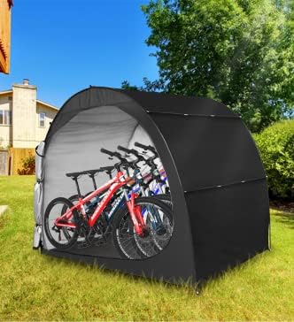 Шатор за складирање на велосипеди H & ZT - 6,5 'x 5.3'x 5,3' Окрив за велосипед на отворено - Водоотпорна трева за косилка
