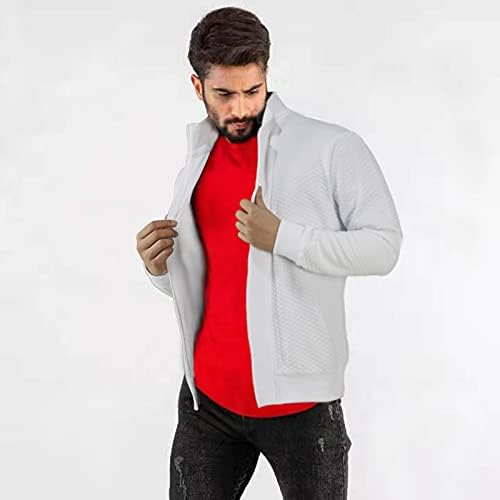 Xzhdd памучни џемпери за мажи, долги ракави паѓаат стенд-ап јака патент јакни тренингот спортски лесен палто 2021 есенска атлетска гроздобер