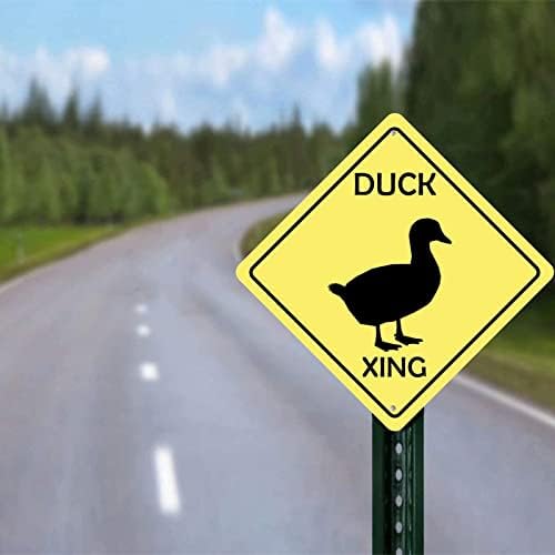 Метална знак Плакета Патка Ксинг патка Прекрстување знак Внимание на пајката за вкрстување на патки, отпорен на животински знак за новороденчиња,