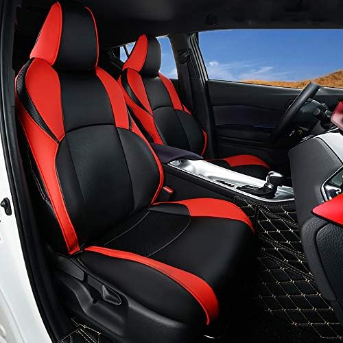 Aagiileeyo црни/капаци на седиштата за автомобили, Chrzd002 5D Ultra Comfort Leatherette целосен сет корици за 2017 2018 2018 2019 2020 2021 Toyota CHR, црвена со црна боја