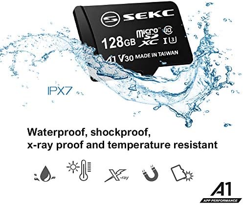 SEKC 128gb microSDXC Мемориска Картичка со SD Адаптер UHS-I U3 A1 V30 Full HD 4K Ultra HD