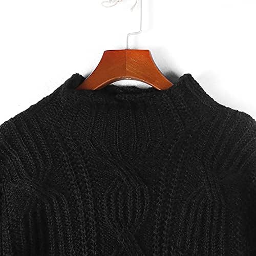 MTSDJSKF женски кабел плетени џемпери дебели долги ракави екипаж обичен пулвер топол џемпер на туника