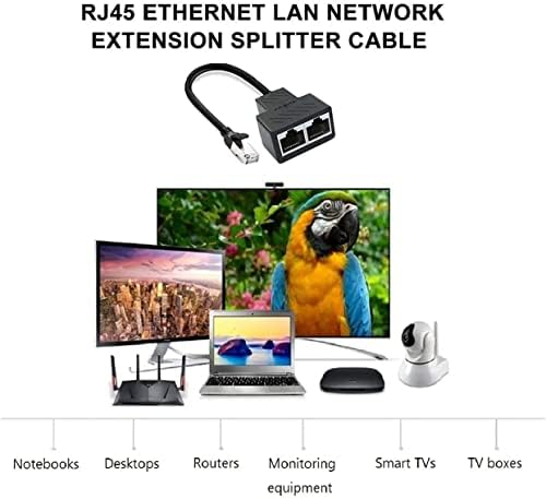 RJ45 Network Ethernet Splitter 1 2 Адаптер за кабел машки до 2 женски, соодветен Super CAT5-7, CMPatible со ADSL, центри, телевизори,