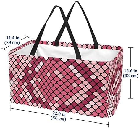 Кошница за еднократно шопинг розова карирана преносна преклопна пикник намирници кеси за перење алишта за торба за купување тота