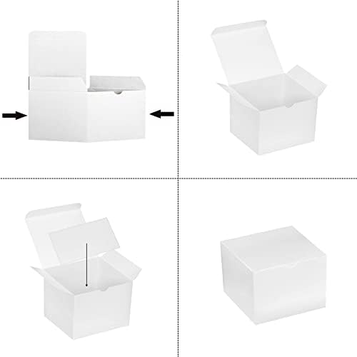 Xxcxpark 30 парчиња бели кутии за подароци 5x5x3,5 инчи, декоративна забава фаворит за пакување на подароци за хартија со капаци