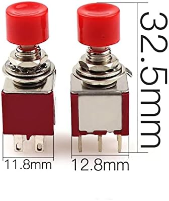 Ganyuu црвени 6 пинови SPDT Momentary AC 2A/250V 5A/120V PUSH копче за копче на копчето 1 NO 1 NC