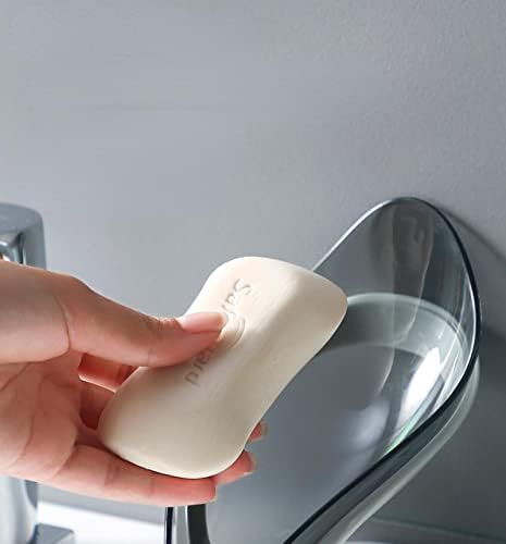 Кливи креативен транспарентен сапун во форма на лисја сапун бања тоалет бесплатен удар за одводнување сапун сапун сапун кутија сива