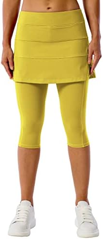 Meивсо женски плетенски тренинг тенис здолниште Капри активни спортски здолништа со залепени хеланки кои трчаат со џебови со џебови