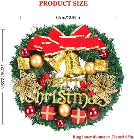 Божиќен Венец скајсејс, 32 см/2,6 инчи Вештачка Божиќна Декорација Занаети Венец со Ѕвонче За Празнична Забава На Влезната Врата Свадба