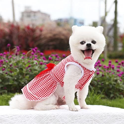 Honprad Екстра мала облека за кучиња, фустан од Yorkујорк, резерви ленти здолниште мачка лето свадба миленичиња карирани кучиња лак фустан пролетен