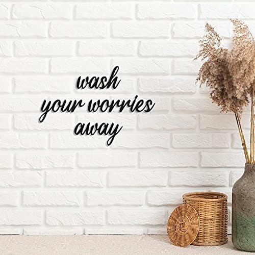 Измијте ги вашите грижи од металниот знак монограм знак за перење алишта метал исечен знак wallид уметност домот акцент декор свадба бебе