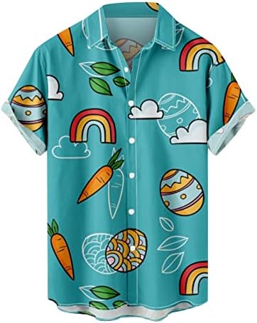 Машки хавајски кошули хипстер лето цветни печатени кратки ракави копче надолу со кошула Тропски празничен плажа обични врвови