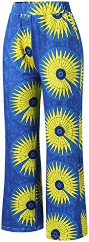 Вокачи широки панталони за нозе за жени африкански традиционални панталони за печатење во Дашики, обични лабави половини палацо панталони