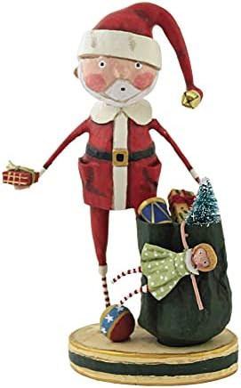 Лори Мичел Санта и неговата вреќа, 7,25 ', полирезин, подароци за Божиќни Клаус, колекционерски фигурини, 13332, разнобојни