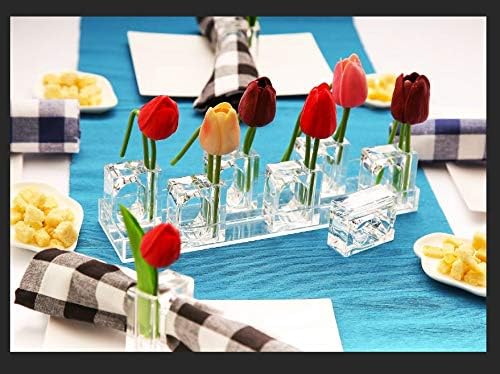 Деко-Мате акрилна цветна кутија за прстени за салфетки со пупки вазе, поставен за домашен декор за додаток за таблети, декоративно складирање, забава или центар за ?