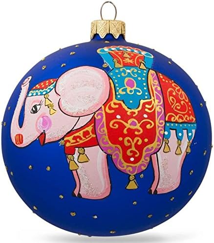 Циркус слон стаклена топка Божиќен украс 4 инчи