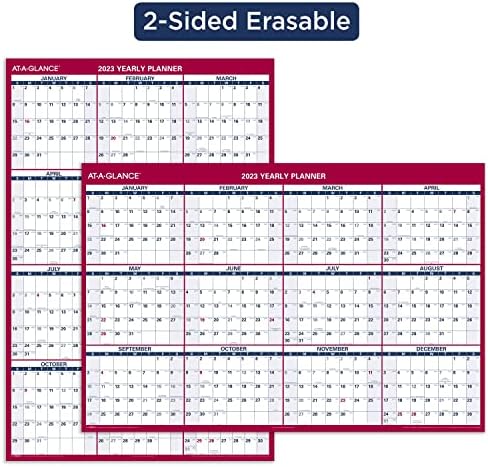 AT-A-GLANCE 2023 Избришан календар, планер за суво избришување, 48 x 32, umамбо, вертикална/хоризонтална, реверзибилна