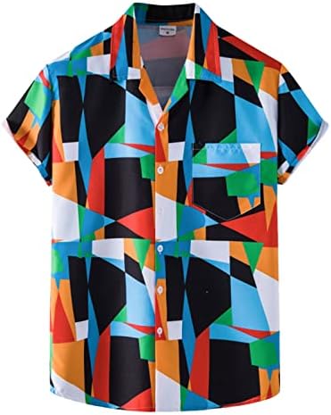 Менс летни модни врвови кошула обична хавајска плажа обичен врвен краток ракав копче џеб горниот кошула машки маички маици