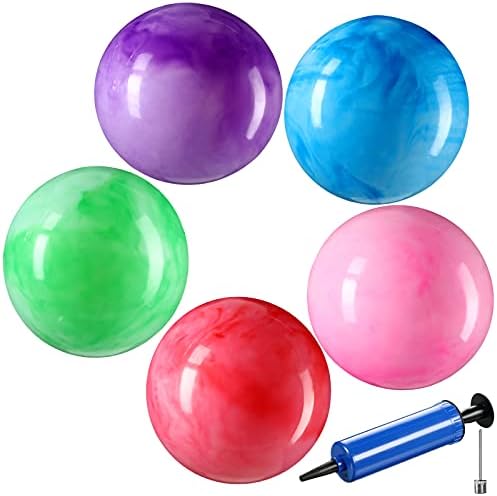 6 парчиња мермерни жив топки и пумпа со воздушна игла Шарена жива играчки топки Облак, скокачки топки, надувување на деца топка
