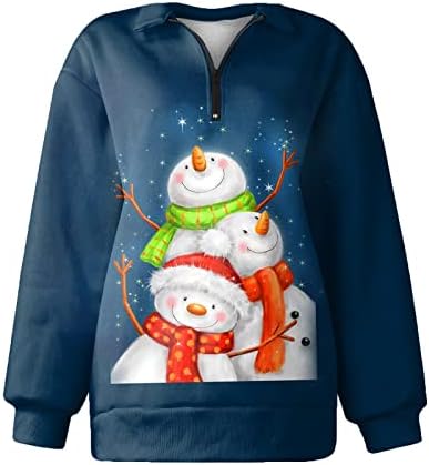 Fajенски полу -зимска маичка Fajuyiyo, Божиќна печата, пад на рамената четвртина палтовер грда Божиќни џемпери врвови