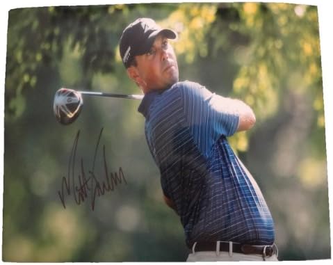 Мет Кучар автограмираше PGA 11X14 W/Доказ, Слика на потпишување на Мет за нас, магистерски шампион, првенство во ПГА, шампион во Опен