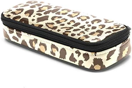 Беспрекорна шема на леопард 84x55in кожен молив со молив, торба со пенкало со двојна торбичка за складирање торби за торби за