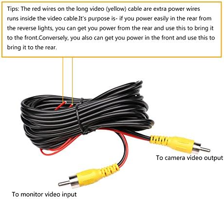 RCA Видео кабел за монитор на автомобили и обратна резервна копија на задниот преглед на камерата, кабел за проширување со жолто RCA