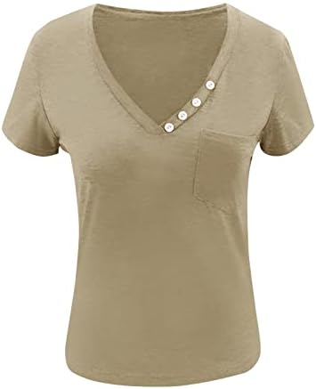 Блузи за жени кратки ракави против маица со вратот секси лето врвна обична маичка со опуштено вклопување симпатични маички за тренингот