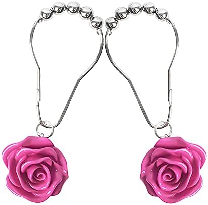 Грејс Лајф Грејселиф сет од 12 роза Декоративни куки за завеси за туширање смола и прстен од не'рѓосувачки челик двојно елегантен стил закачалки